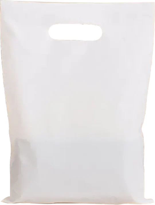 Bolsa plástica blanca con asa troquelada
