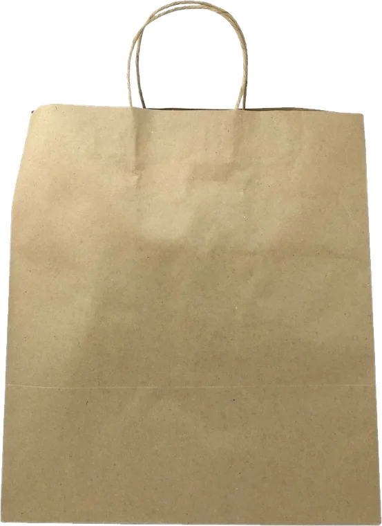 Bolsa de papel kraft con asas torcidas